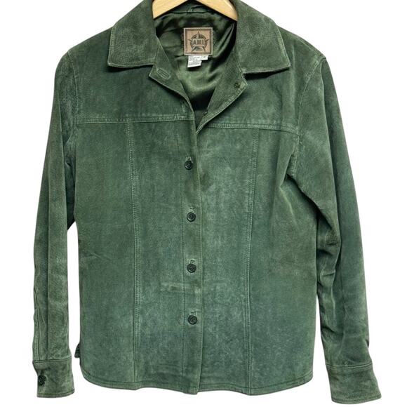 AMI Suede Leather Button Up Olive Green Shirt Jacket Size Small - Picture 4 of 9